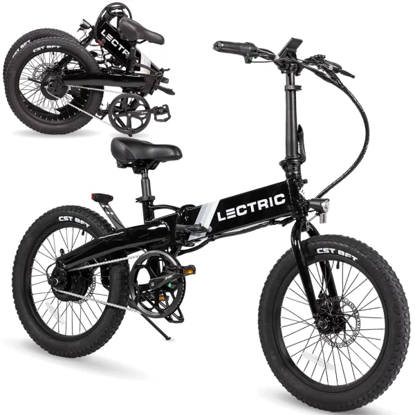 LECTRIC XP Lite Electric Bike | Adult Folding Bikes - Weighs Only 46lbs | 40+ Mile Range w/ 5 Pedal-Assist Levels | 20mph Top Speed - Class 1 and 2 eBike (Midnight Black)