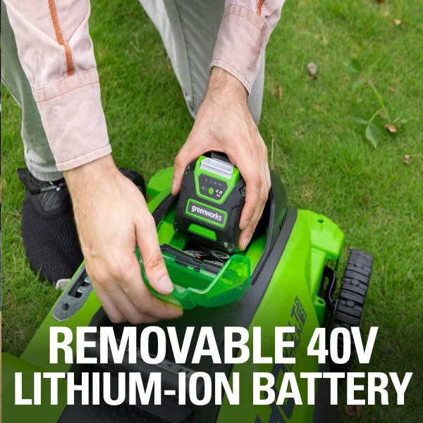 Greenworks 40V 16 Battery Powered Push Lawn Mower with 4.0 Ah Battery 25322 - Image 4