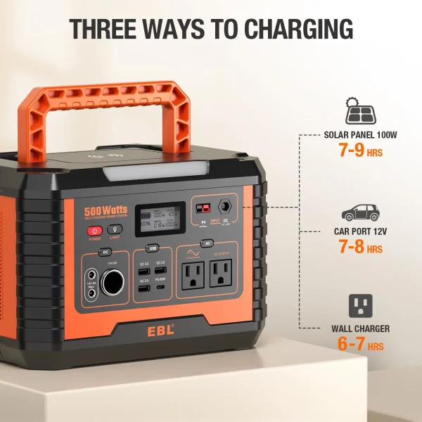 EBL 500W Power Station Portable Solar Generator Charger Lithium Battery Backup for Outdoor Camping Home Emergency - Image 3