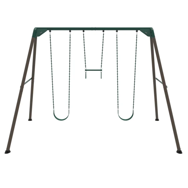 Lifetime Kid's Metal Swing Set with 2 Belt Swings and Trapeze Bar - 9 feet (91137) - Image 2