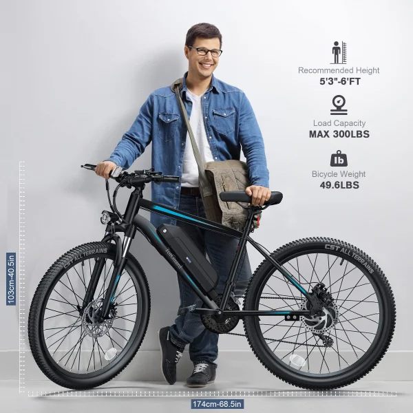TotGuard Electric Bike, 27.5 Electric Bike for Adults 500W Ebike 21.6MPH Adult Electric Bicycles Electric Mountain Bike,48V 499WH Removable Lithium Battery,Shimano 21S Gears,Lockable Suspension Fork - Image 2