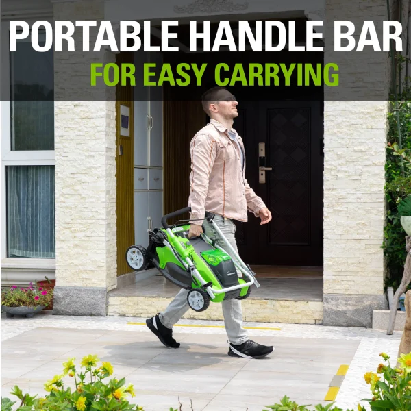 Greenworks 40V 16 Battery Powered Push Lawn Mower with 4.0 Ah Battery 25322 - Image 11