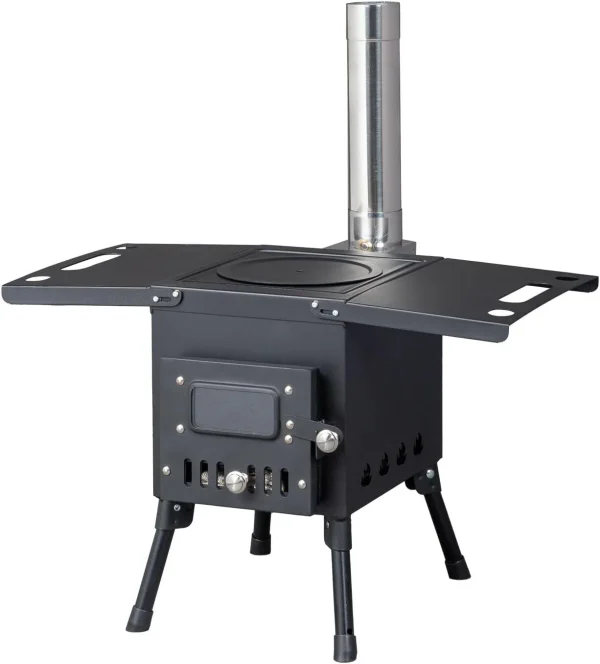 Outdoor Portable Wood Burning Stove Adjustable Air Vent with Pipes for Vented Tent Cooking