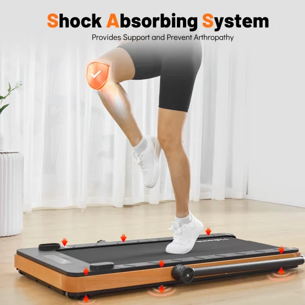 Maksone 3HP Folding Walking Pad, Wood Under Desk Treadmill with Adjustable Handlebar with Remote Control - Image 2