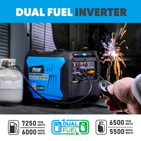 Pulsar 7,250 Watt Super Quiet Dual Fuel Inverter Generator with CO Alert and Remote Start - Image 5