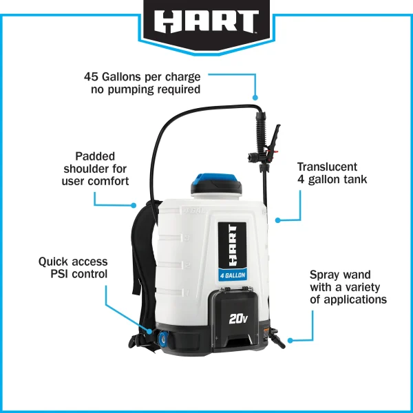 HART 20-Volt 4 Gallon Chemical Sprayer Kit, (1) 2.0Ah Lithium-Ion Battery - Image 7
