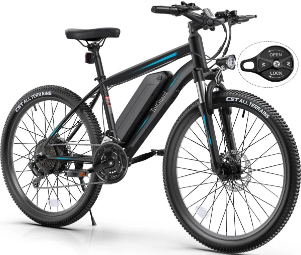 TotGuard Electric Bike, 27.5 Electric Bike for Adults 500W Ebike 21.6MPH Adult Electric Bicycles Electric Mountain Bike,48V 499WH Removable Lithium Battery,Shimano 21S Gears,Lockable Suspension Fork