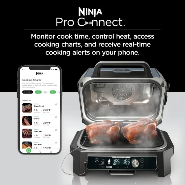 Ninja Woodfire ProConnect XL Outdoor 7-in-1 Grill & Smoker, App Enabled, Outdoor Air Fryer, Woodfire Technology, OG900 - Image 6