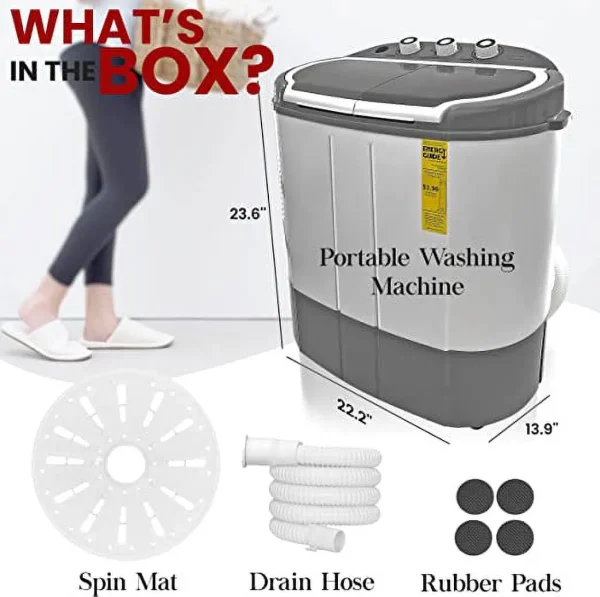 Pyle Pure Clean 110 Volt 2 in 1 Compact and Portable Washer and Dryer, Gray - Image 7