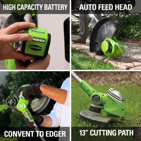 Greenworks 40V 13 Cordless String Trimmer/Edger with 2.0 Ah Battery & Charger 21302 - Image 6