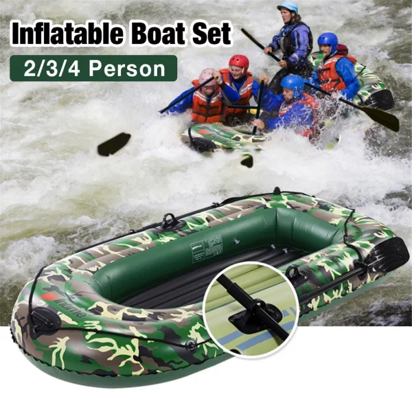10ft 2/3/4 Person Inflatable Boat Set with Paddles Air Pump PVC Kayak Canoe Boat Set for Drifting - Image 6