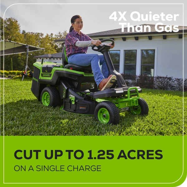 Greenworks 60V 30" CrossoverT Riding Lawn Tractor with (2) 8.0 Ah, (2) 4.0 Ah Batteries & 600-Watt Charger 7421902 - Image 5
