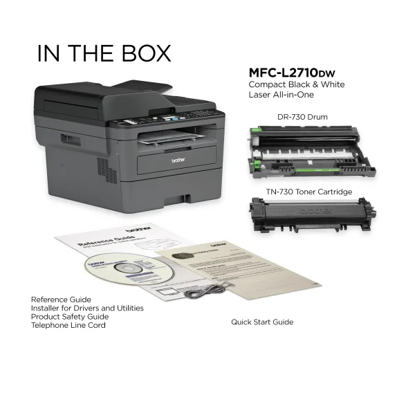 Brother MFC-L2710DW Monochrome Laser All-in-One Printer, Duplex Printing, Wireless Connectivity - Image 2
