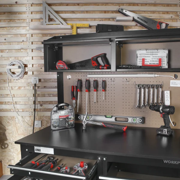 WORKPRO 2-in-1 48-inch Workbench and Cabinet Combo with Light, Steel, Wood - Image 6