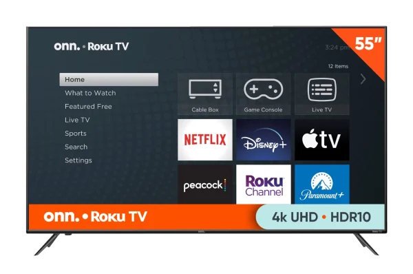 onn. 55" Class 4K UHD (2160P) LED Roku Smart Television HDR (100012586)