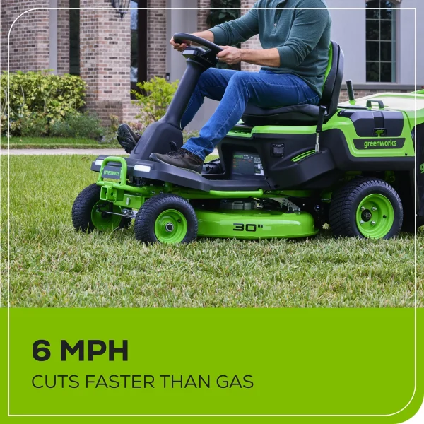 Greenworks 60V 30" CrossoverT Riding Lawn Tractor with (2) 8.0 Ah, (2) 4.0 Ah Batteries & 600-Watt Charger 7421902 - Image 6