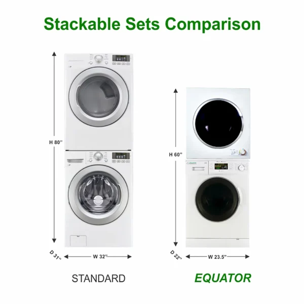 Equator Advanced Appliances EW 824 N-ED 850 Lavadora Compacta Apilable de Carga Frontal y Secadora Corta - Image 6