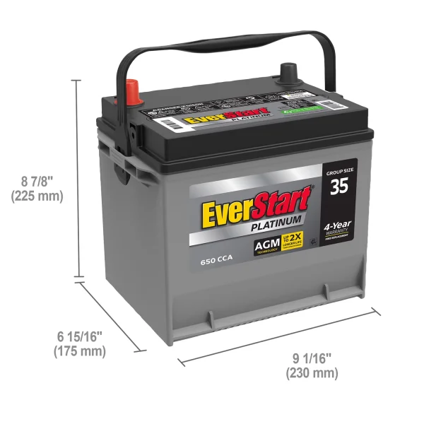 EverStart Platinum AGM Automotive Battery, Group Size 35 12 Volt, 650 CCA - Image 2