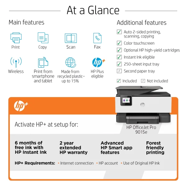 HP OfficeJet 9025e All-in-One Wireless Color Inkjet Printer - 6 months free Instant Ink with HP+ - Image 4
