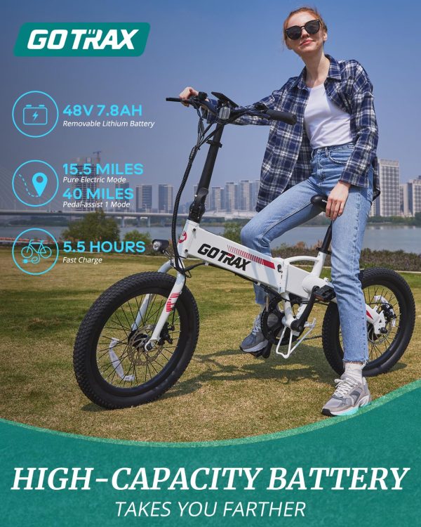 Gotrax R1 20 Folding Electric Bike with 40 Miles Range by 48V Battery, 20Mph Power by 350W, Weighs Only 45lbs, LCD Display & 5 Pedal-Assist Levels, Suitable for Leisure Riding&Commuting White - Image 9