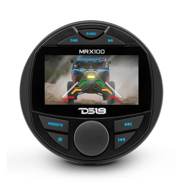 DS18 MRX100 Marine Head Unit Video TFT LCD Screen, Bluetooth, 2 Zones, 4 Volts Output, BT, 4x50 Watts MAX