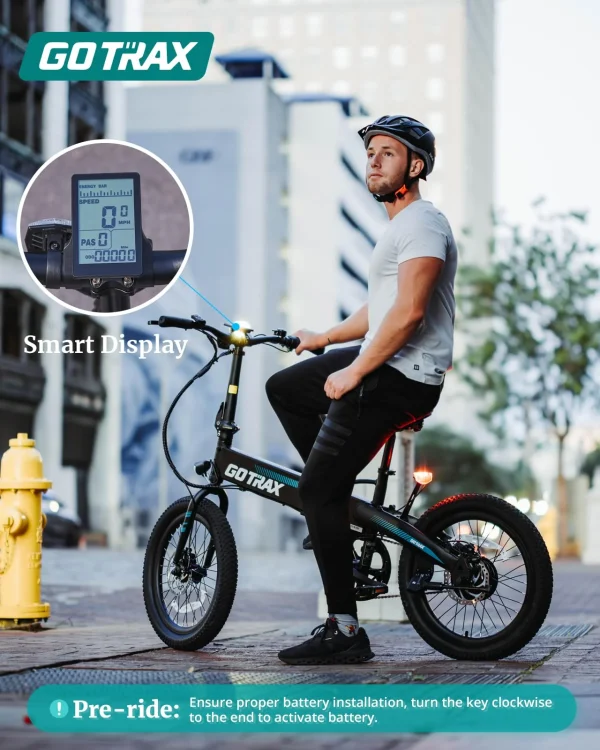 Gotrax R1 20 Folding Electric Bike with 40 Miles Range by 48V Battery, 20Mph Power by 350W, Weighs Only 45lbs, LCD Display & 5 Pedal-Assist Levels, Suitable for Leisure Riding&Commuting White - Image 8