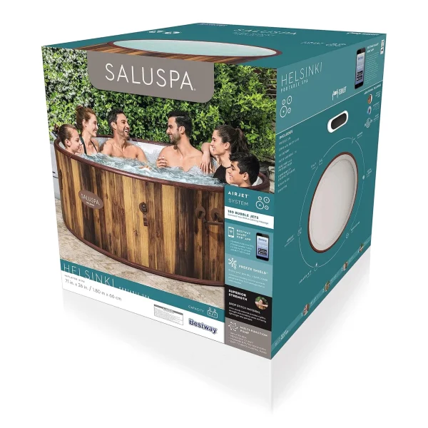 Bestway Helsinki SaluSpa 7 Person Inflatable Hot Tub w/ 180 AirJets, Brown - Image 11
