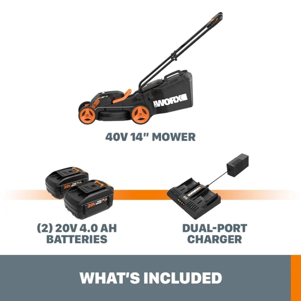 Worx WG779 40V Power Share 4.0Ah 14 Cordless Lawn Mower (Battery and Charger Included) - Image 2