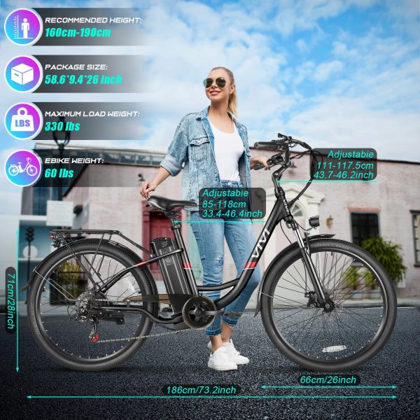 Vivi Electric Bike, 26 Electric Bicycle for Adults, 500W City Cruiser Ebike with 48V Removable Battery, 7 Speed Commuter Bike 20MPH & 50 Mile Range Adult Electric Bikes with Cruise Control - Image 5