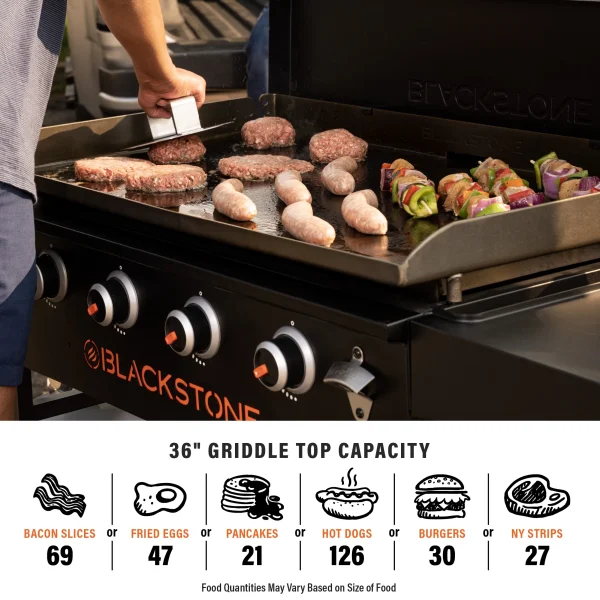 Blackstone Original 4-Burner 36 Propane Omnivore Griddle with Hard Cover - Image 6