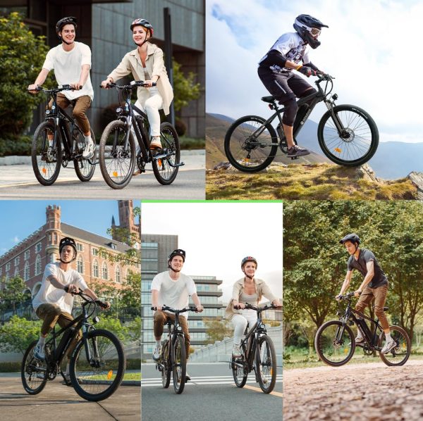 isinwheel M10 Electric Bike for Adults with 500W Motor, 20mph Max Speed, 374.4WH Removable Battery Ebike, 26 Electric Mountain Bike with 35-Speed and Front Suspension (Black) - Image 2