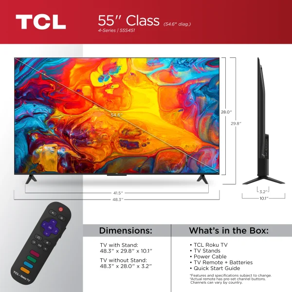 TCL 55 Class 4-Series 4K UHD HDR Smart Roku TV - 55S451 - Image 4
