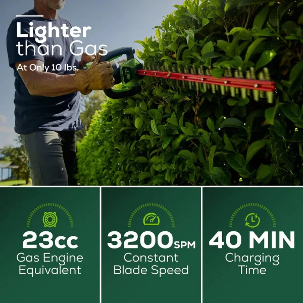 Greenworks 60V 26 Cordless Battery Hedge Trimmer with 2.0Ah Battery & Charger - Image 2